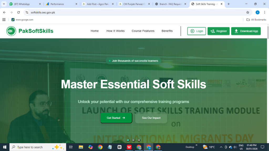Soft Skill Training OEC Portal for parwaz card
