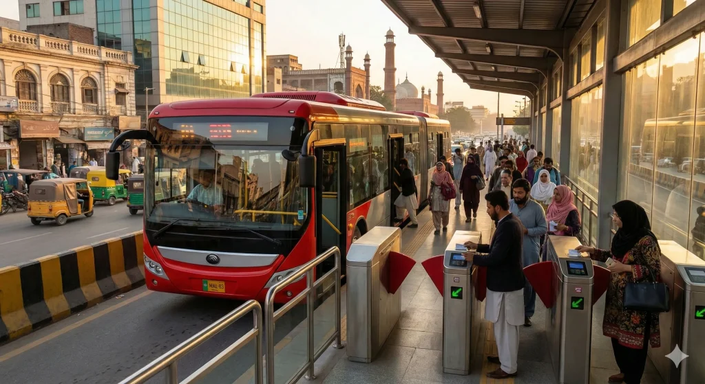 E Transit Punjab metro bus system using digital transport technology in Pakistan